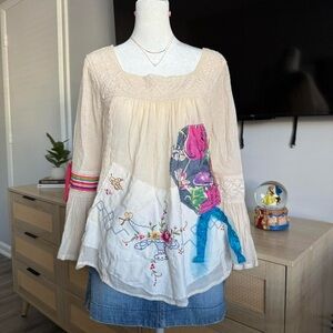 one of one handmade patchwork blouse
